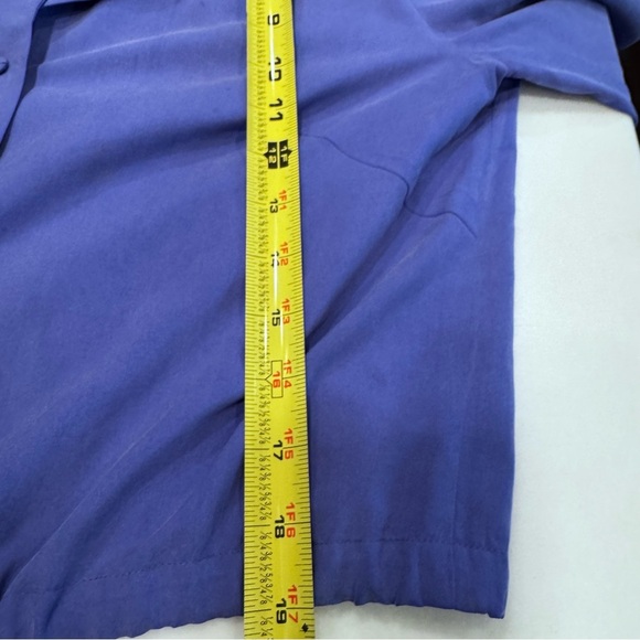 Arianna Papell Women’s 100% Silk Button Up Blouse Drawstring Waist Blue Size 10 - Picture 6 of 8